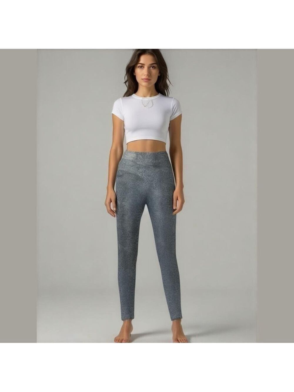 H Halston Studio Yoga pants bicolor snake December sky HSWS2160005 size L